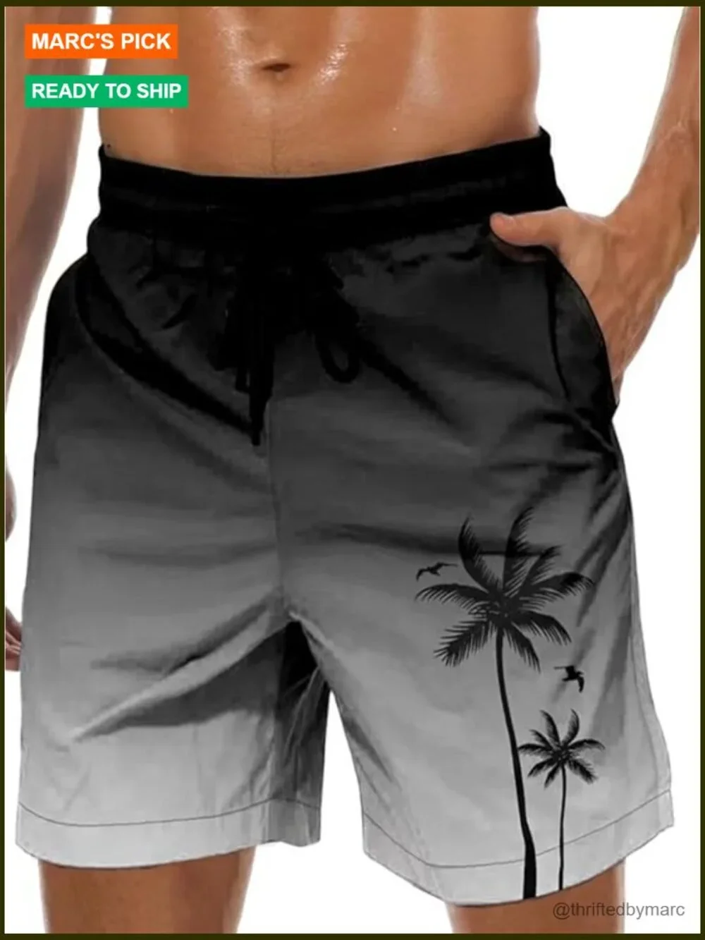 Men's Swim Trunks Quick Dry Hawaiian Beach Shorts with Pockets